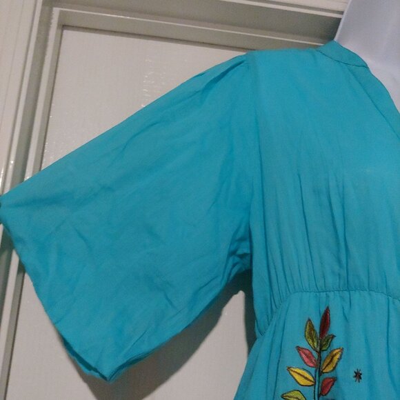 Anouk Grenwal Sangria Button Turquoise Tiered Pockets Birds Embroidery L  NWT - Picture 7 of 14